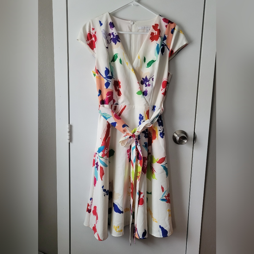 Black Halo Pandora Floral Faux Wrap Dress